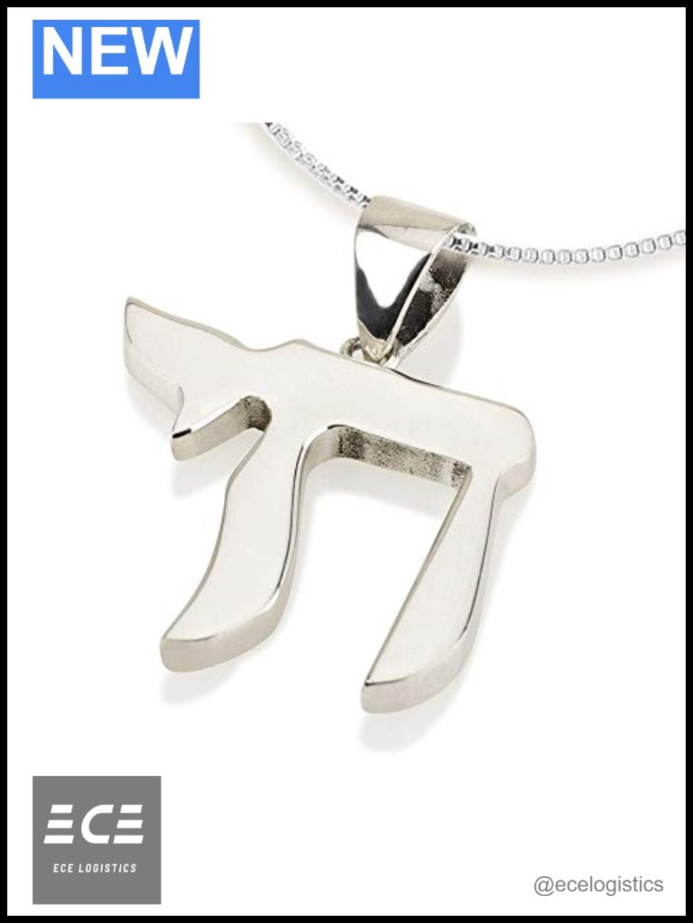 925 Sterling Silver Chai Pendant Charm Religious Jewelry Gift Box
